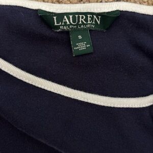 LAUREN Ralph Lauren Navy Top with White Trim